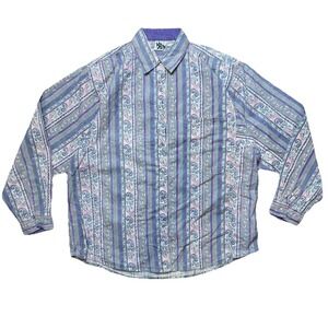 Vtg 90s Womens L Western Button‎ Up Shirt Paisley Butterfly Rodeo Chic Fem Y2K